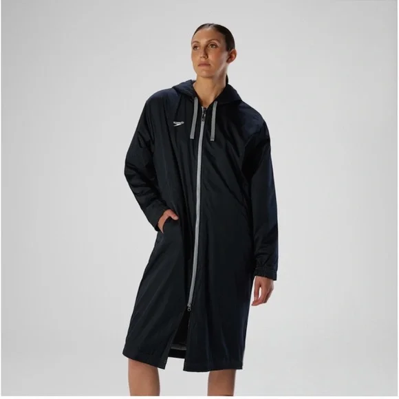 SPEEDO Unisex Team Parka Swim Coverup Hoodie in Black Sz. Small - Picture 3 of 12